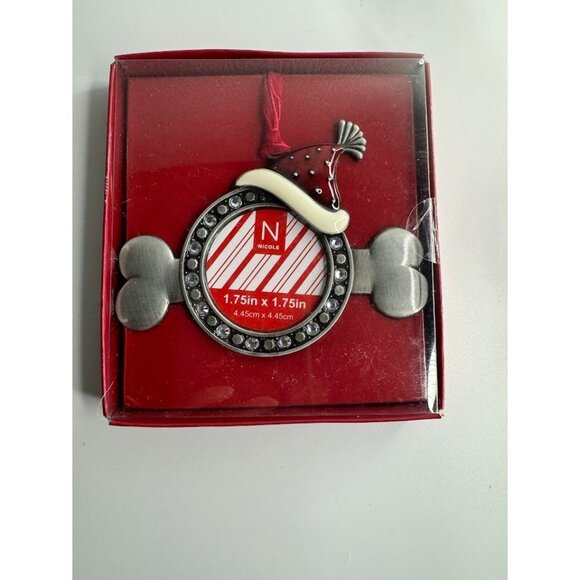 Christmas Ornament for Dog Picture Dog Bone Silver Tree Decor - Picture 1 of 5